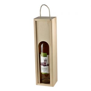 Drevenná kazeta na 1 fľašu vína, zatvorená, otvor s klenbou, Promitor Vinorum | regioWine
