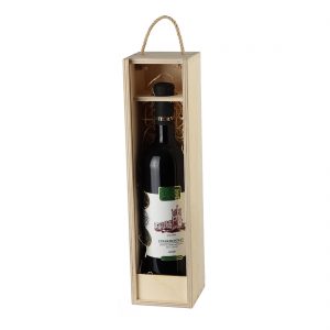 Drevenná kazeta na 1 fľašu vína, otvorená s čelom | Promitor Vinorum